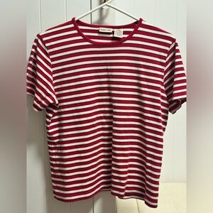 St. John's Bay Red and White Striped Tee